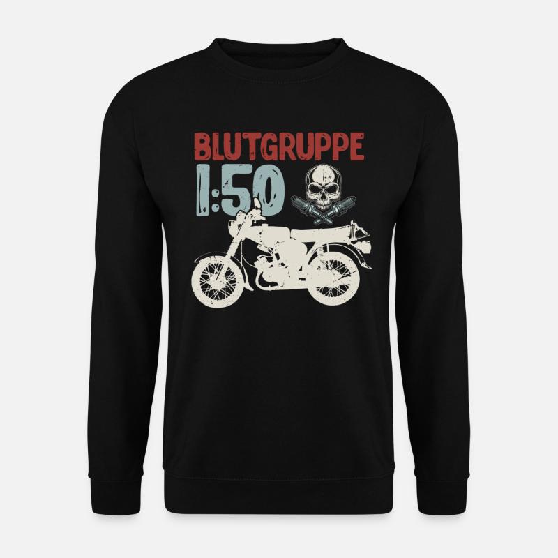 Blutgruppe 1:50 Ostalgie Moped Motorrad DDR Simmi - Unisex Pullover - Schwarz