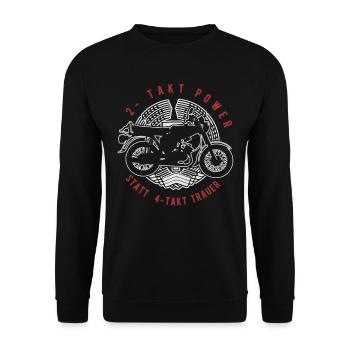 2 Takt Power, Simson, DDR Ost Moped S51 Geschenk - Unisex Pullover - Schwarz - Vorne - Alina (178cm) & Michal (187cm)
