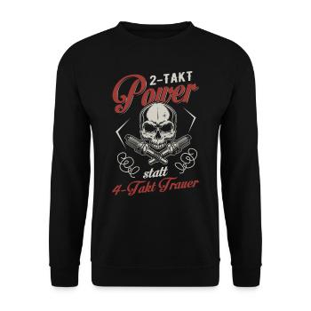 2 Takt Power, Simson, DDR Ost Moped S51 Geschenk - Unisex Pullover - Schwarz - Vorne - Alina (178cm) & Michal (187cm)