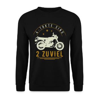 4 Takte Sind 2 zuviel, Moped, S51 Simson Geschenk - Unisex Pullover - Schwarz - Vorne - Alina (178cm) & Michal (187cm)