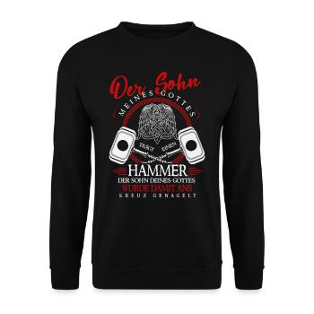 Odin Nordische Mythologie & Wikinger Walhalla - Unisex Pullover - Schwarz - Vorne - Alina (178cm) & Michal (187cm)