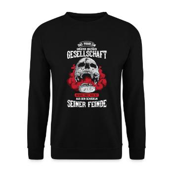 Odin Nordische Mythologie & Wikinger Walhalla - Unisex Pullover - Schwarz - Vorne - Alina (178cm) & Michal (187cm)