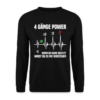 Simson S51 Gänge Schalten, 2 Takt Power DDR Moped - Unisex Pullover - Schwarz - Vorne - Alina (178cm) & Michal (187cm)