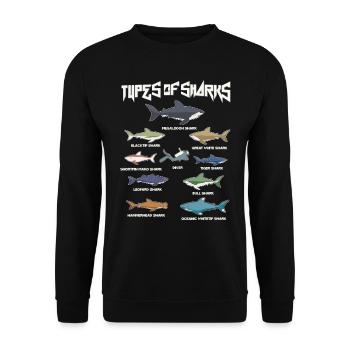 Types of sharks, Megaldon, Black Tip, Tiger Shark - Unisex Sweatshirt - black - Front - Alina (178cm) & Michal (187cm)
