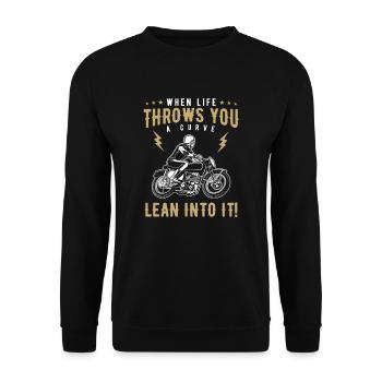 Motorcycle biker gift, motorcycle rider When Life - Unisex Sweatshirt - black - Front - Alina (178cm) & Michal (187cm)