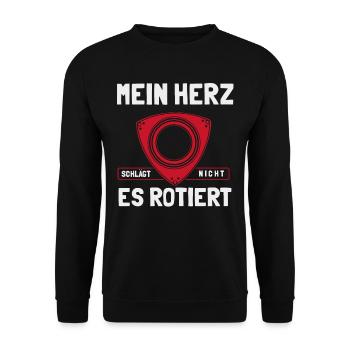 Wankelmotor, Kreiskolbenmotor Geschenk Oldtimer - Unisex Pullover - Schwarz - Vorne - Alina (178cm) & Michal (187cm)
