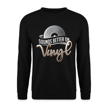 Sounds Better On Vinyl DJ Musik Plattenspieler - Unisex Pullover - Schwarz - Vorne - Alina (178cm) & Michal (187cm)