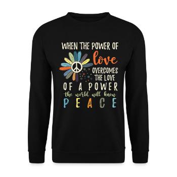 Hippie Flower Power Peace & Power - Sweat-shirt Unisexe - noir - Devant - Alina (178cm) & Michal (187cm)
