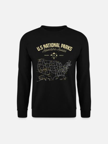 US national Parks Karte Wandern Camping Reise - Unisex Pullover - Schwarz