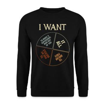 Musique rétro lyrique des années 80 - Je veux tout - Sweat-shirt Unisexe - noir - Devant - Alina (178cm) & Michal (187cm)