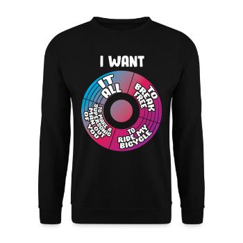 Musique rétro lyrique des années 80 - Je veux tout - Sweat-shirt Unisexe - noir - Devant - Alina (178cm) & Michal (187cm)