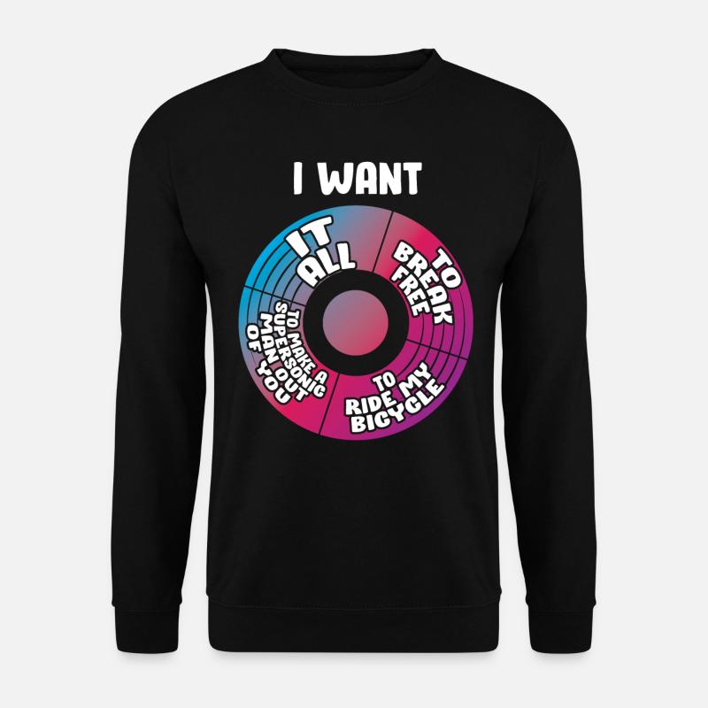80ger Jahre Musik Retro Lyrik - I Want It All - Unisex Pullover - Schwarz