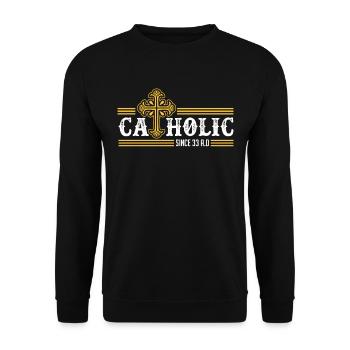 Catholique depuis 33 après JC Crucifix Jesus Eucharis - Sweat-shirt Unisexe - noir - Devant - Alina (178cm) & Michal (187cm)