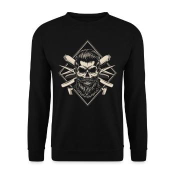 Barber sho, Friseur Laden, Friseuse - Unisex Pullover - Schwarz - Vorne - Alina (178cm) & Michal (187cm)