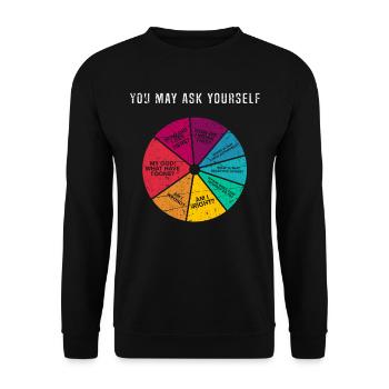 You May Ask Yourself - Piste de musique des années 80 lyrique rétro - Sweat-shirt Unisexe - noir - Devant - Alina (178cm) & Michal (187cm)