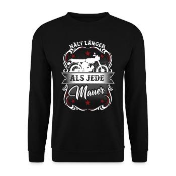 Simson DDR Moped 2 Takter Geschenk Simmi Spruch. H - Unisex Pullover - Schwarz - Vorne - Alina (178cm) & Michal (187cm)