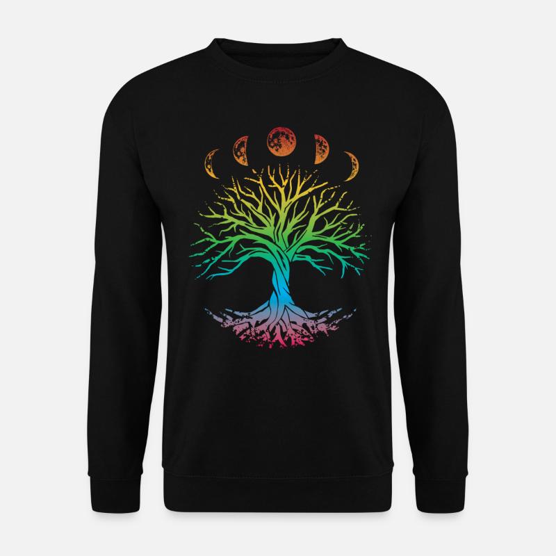 Mondphasen, Spirituelles Yoga Geschenk Lebensbaum - Unisex Pullover - Schwarz