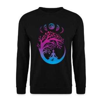 Mondphasen, Spirituelles Yoga Geschenk Lebensbaum - Unisex Pullover - Schwarz - Vorne - Alina (178cm) & Michal (187cm)
