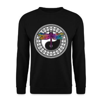 Mandala de yoga avec libellule et ying yang - Sweat-shirt Unisexe - noir - Devant - Alina (178cm) & Michal (187cm)
