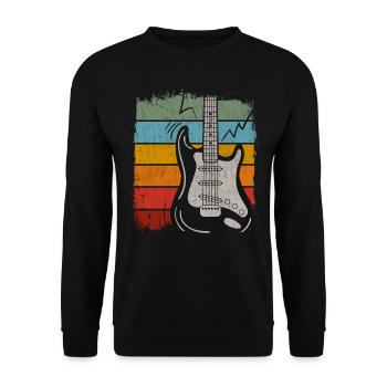 E- Gitarre Geschenk, Gitarrenspieler in Musikband - Unisex Pullover - Schwarz - Vorne - Alina (178cm) & Michal (187cm)