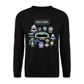 Haie Haiarten children's gift, white shark - Unisex Sweatshirt - black - Front - Alina (178cm) & Michal (187cm)