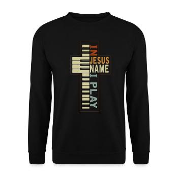Jesus music piano, believer Christian musician - Unisex Sweatshirt - black - Front - Alina (178cm) & Michal (187cm)