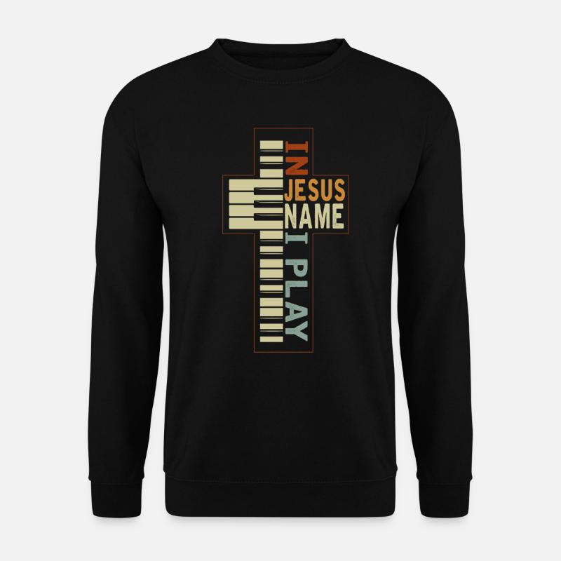 Jesus Musik Piano, Gläubiger Christ Musiker - Unisex Pullover - Schwarz