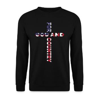 For God and Country, Patriotic US Flag - Unisex Sweatshirt - black - Front - Alina (178cm) & Michal (187cm)