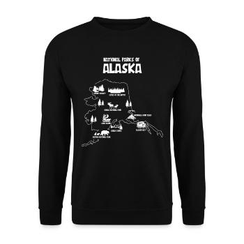 National Parks von Alaska, Glacier Bay, Lake Clark - Unisex Pullover - Schwarz - Vorne - Alina (178cm) & Michal (187cm)