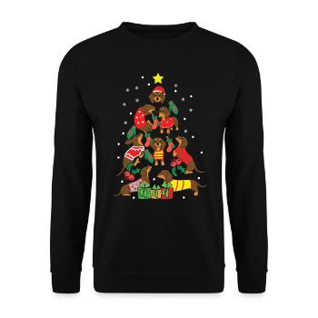 Dachshund Dog Owner Christmas Tree - Unisex Sweatshirt - black - Front - Alina (178cm) & Michal (187cm)