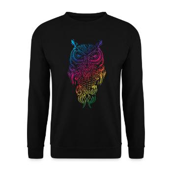 Chouette et hibou grand-duc vous regardant - Sweat-shirt Unisexe - noir - Devant - Alina (178cm) & Michal (187cm)