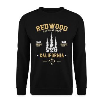 Redwood National Park, Redwood Forest Californien - Unisex Pullover - Schwarz - Vorne - Alina (178cm) & Michal (187cm)