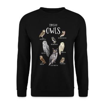 Owl Types, Owls, Barn Owl, Great Gray - Unisex Sweatshirt - black - Front - Alina (178cm) & Michal (187cm)