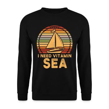 Boot, Schiff, Segeln Spruch I need vitamine sea - Unisex Pullover - Schwarz - Vorne - Alina (178cm) & Michal (187cm)
