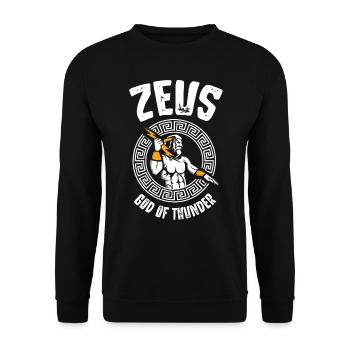 Zeus Gott of Thunder, Griechische Mythologie - Unisex Pullover - Schwarz - Vorne - Alina (178cm) & Michal (187cm)