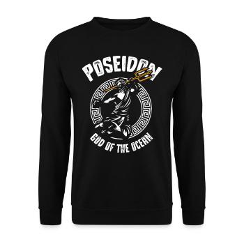 Poseidon God of the Ocean, Griechische Mythologie - Unisex Pullover - Schwarz - Vorne - Alina (178cm) & Michal (187cm)