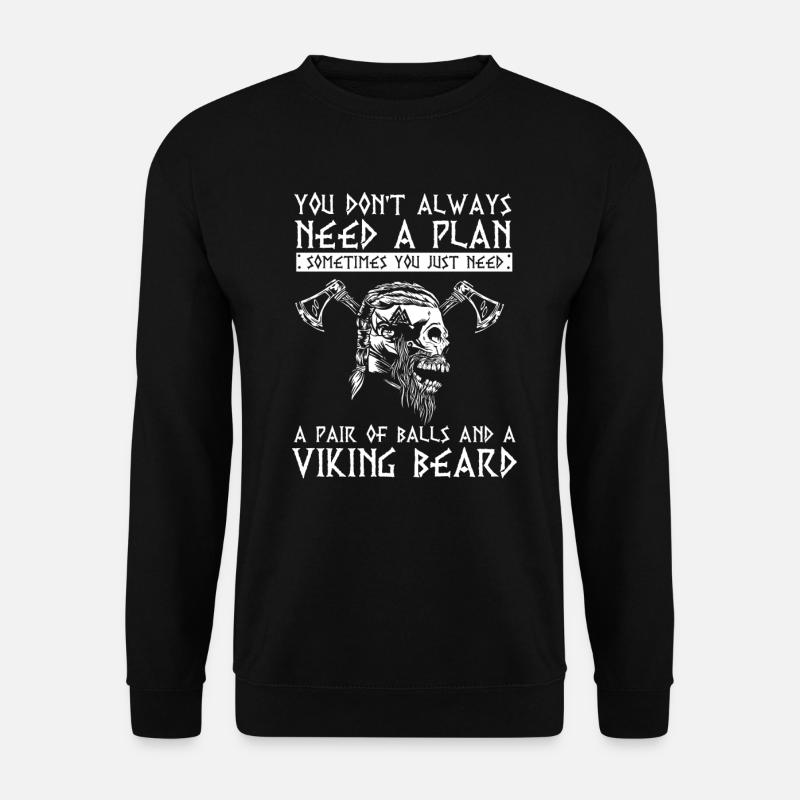 Wikinger Viking Spruch, Wikingerhelm, Valhalla - Unisex Pullover - Schwarz