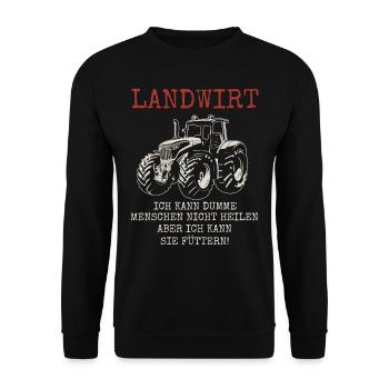 Landwirt Geschenk Landwirtschaft , Traktor Spruch. - Unisex Pullover - Schwarz - Vorne - Alina (178cm) & Michal (187cm)