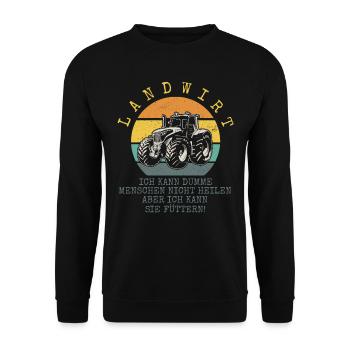 Landwirt Geschenk Landwirtschaft , Traktor Spruch - Unisex Pullover - Schwarz - Vorne - Alina (178cm) & Michal (187cm)