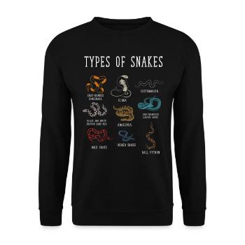 Schlangentypen, Schlange, Types of Snakes, Cobra - Unisex Pullover - Schwarz - Vorne - Alina (178cm) & Michal (187cm)