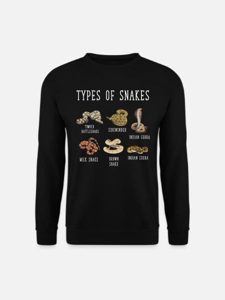 Schlangentypen, Schlange, Types of Snakes, Cobra - Unisex Pullover - Schwarz
