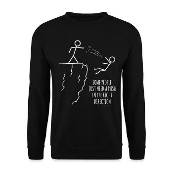 Sarkastisches Strichmännchen, Motivation - Unisex Pullover - Schwarz - Vorne - Alina (178cm) & Michal (187cm)
