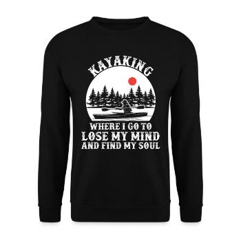 Kayak, Kanu Motivitations Sprüche, Paddeln - Unisex Pullover - Schwarz - Vorne - Alina (178cm) & Michal (187cm)