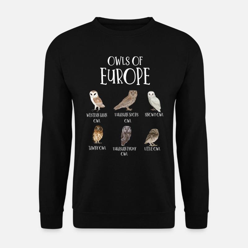 Eulenarten, Eulen & Kauze, Eule Fan - Unisex Pullover - Schwarz