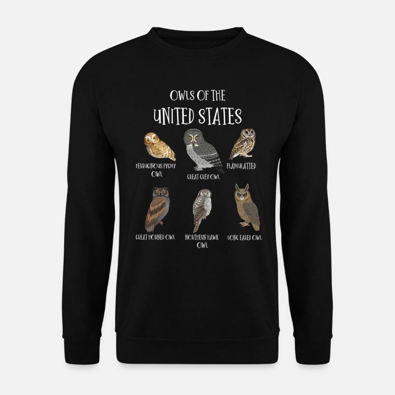 Eulenarten, Eulen & Kauze, Eule Fan - Unisex Pullover - Schwarz