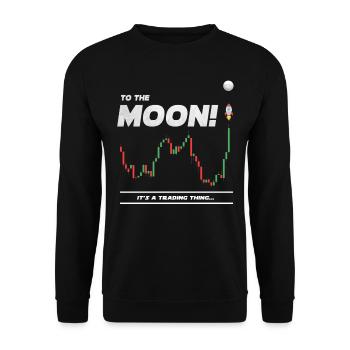 Bitcoin-Händler Zum Mond, Krypto - Unisex Pullover - Schwarz - Vorne - Alina (178cm) & Michal (187cm)