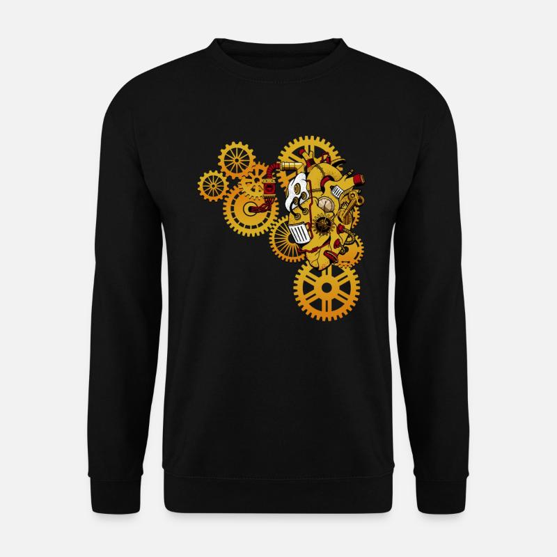 Steampunk, Mechanisches Herz - Unisex Pullover - Schwarz