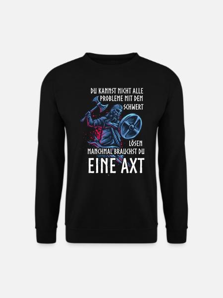 Wikinger, Probleme lösen mit einer Axt - Unisex Pullover - Schwarz