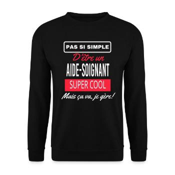 pas si simple AIDE SOIGNANT - Sweat-shirt Unisexe - noir - Devant - Alina (178cm) & Michal (187cm)