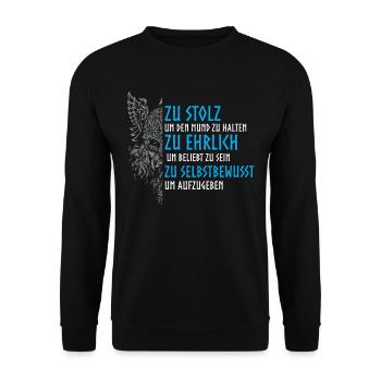 Wikinger, Altnordische Zitate, Odin, Walhalla - Unisex Pullover - Schwarz - Vorne - Alina (178cm) & Michal (187cm)